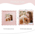 8x8 Picture Frame with Mat for 4x4, Wavy Edge Wooden Real Glass Photo Frame for - Image 3