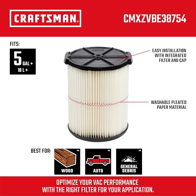 CRAFTSMAN CMXZVBE38754 Genuine 5-20 Gal. General Purpose Wet Dry Vac Filter | - Image 2