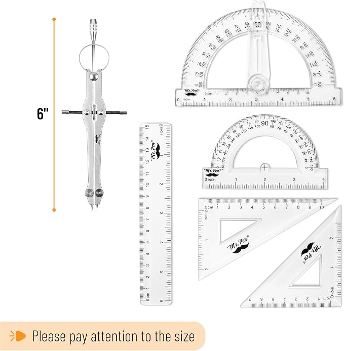 Mr. Pen- Geometry Set, 6 Inch Swing Arm Protractor, Divider | Set Squares - Image 4