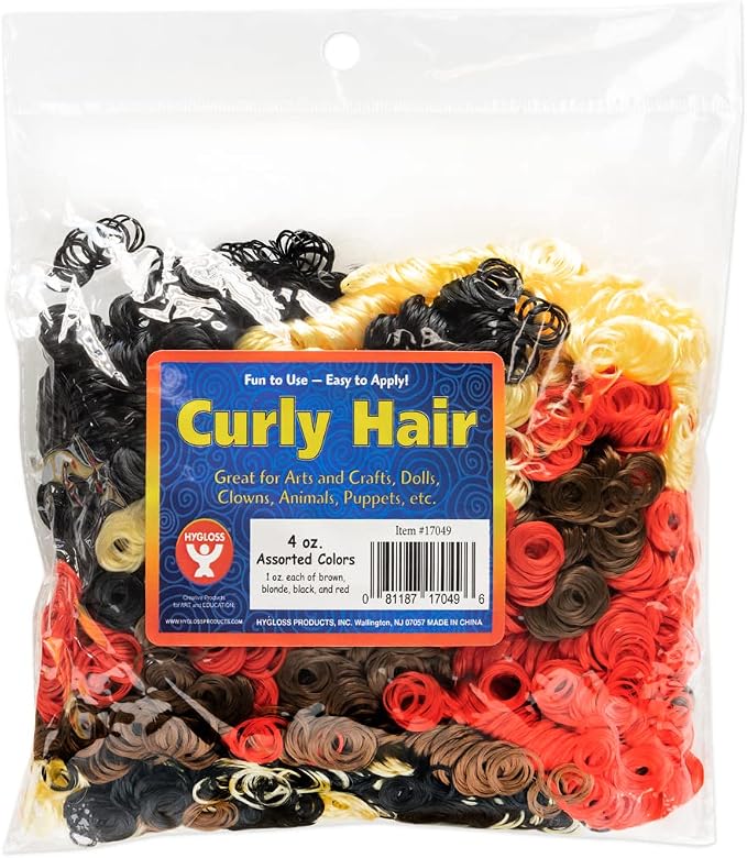 Hygloss 4 oz Curly Doll Hair for Crafts Assorted- Premium Synthetic Hair for by HyglossProductsInc
