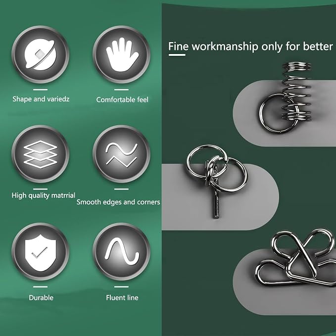 Metal Brain Teaser Puzzles, Steel IQ Games Physics Mind Metal Puzzles - Image 2