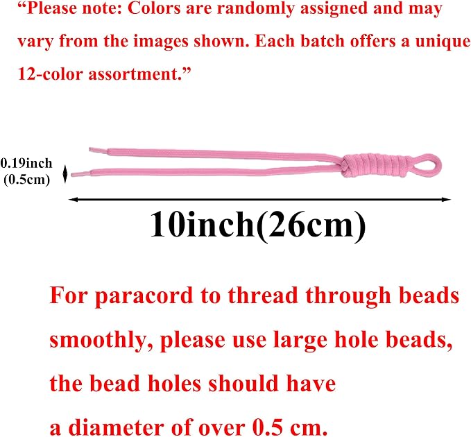 KJML DIY Paracord Keychain 12pcs Paracord Rope Keychain Braided Cord Rope Bag - Image 5