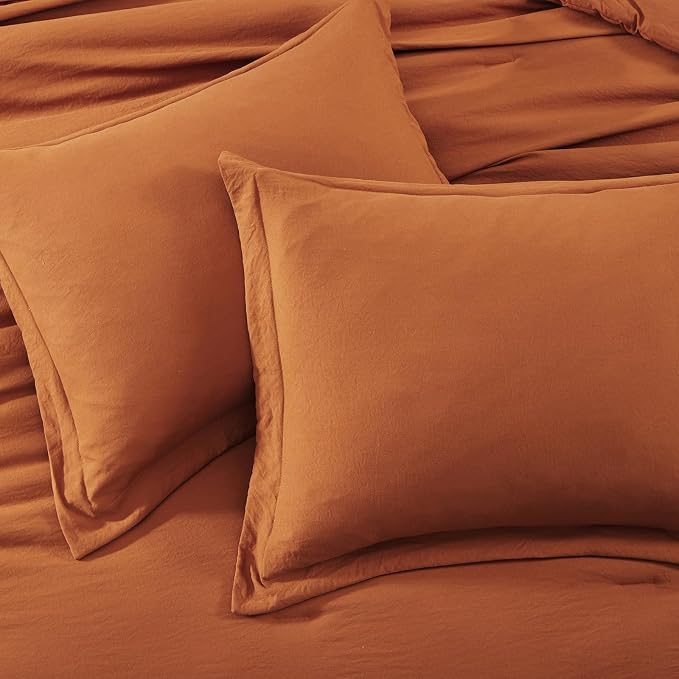WRENSONGE Super King Comforter Set- 7 Pieces Soft Burnt Orange Bed in a Bag - Image 7