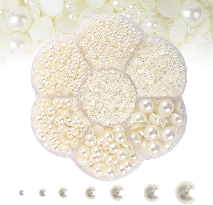 5600PCS Half Round Pearls Flatback Imitation Pearls by MLGDA