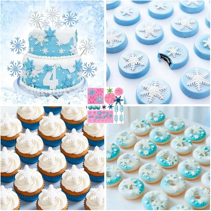 4 Pieces 3D Snowflake Silicone Mold Winter Snowflake Fondant Silicone Mold - Image 3
