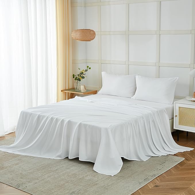 ILAVANDE White Sheets Set 4 Piece, Hotel Luxury Super Soft 1800 Series - Image 7