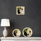 High-End Gold 4x4'' Round Zinc Alloy Picture Frames, Unique Wave Design - Image 3