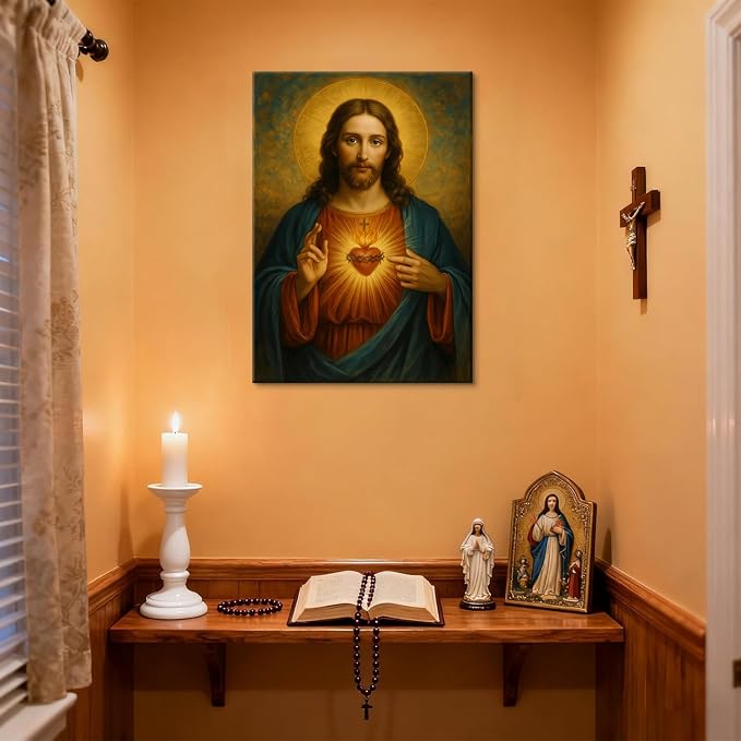 Sacred Heart of Jesus Canvas Wall Art Divine Mercy Painting picture Wall Decor - Image 7