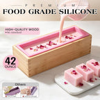 SJ 42 oz Soap Making Kit with Pink Silicone Loaf Mold, Wooden Box & Cutters | - Image 2