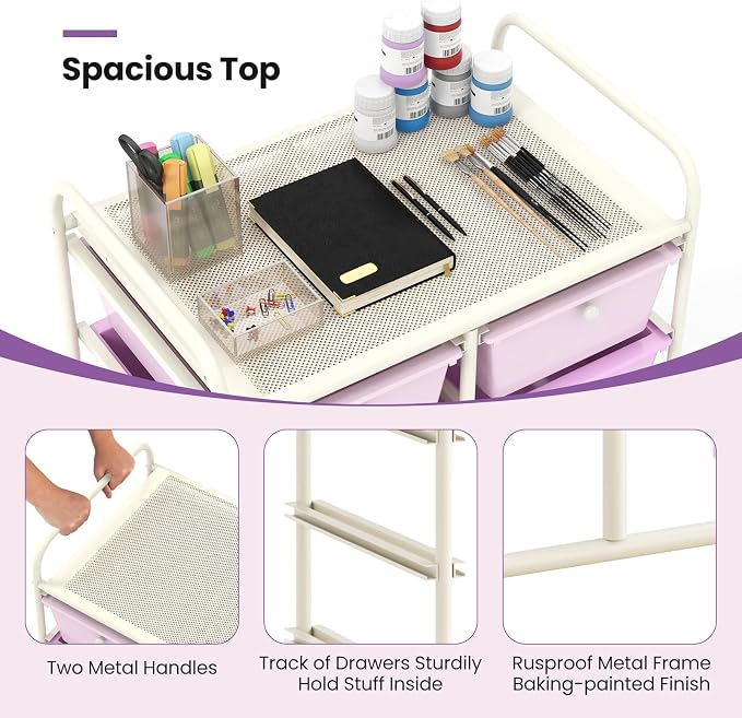 Giantex 10 Drawers Rolling Cart, Classroom Organizers, Storage Cart - Image 8