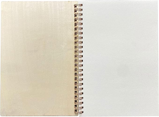 Cregugua 4 Pieces B6 Wooden Cover Sketchbook 80 blank Pages Jounal Notebook 7 x - Image 2