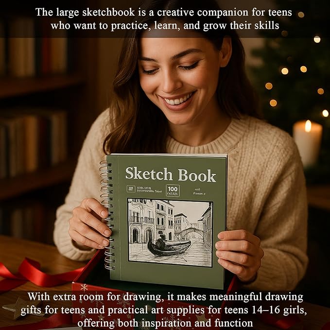 SuFly 11x14 Sketchbook, 100 Sheets Hardcover Sketch Book, 68lb/100gsm Artist - Image 6