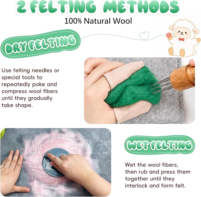 3.53oz Wool Roving: Needle Felting Wool White Roving Wool Felting Supplies Pure - Image 7