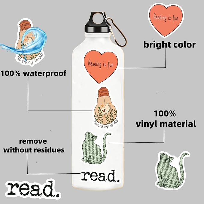 200PCS Book Stickers for Kindle, Bookish & Booktok Reading Stickers for Water - Image 4