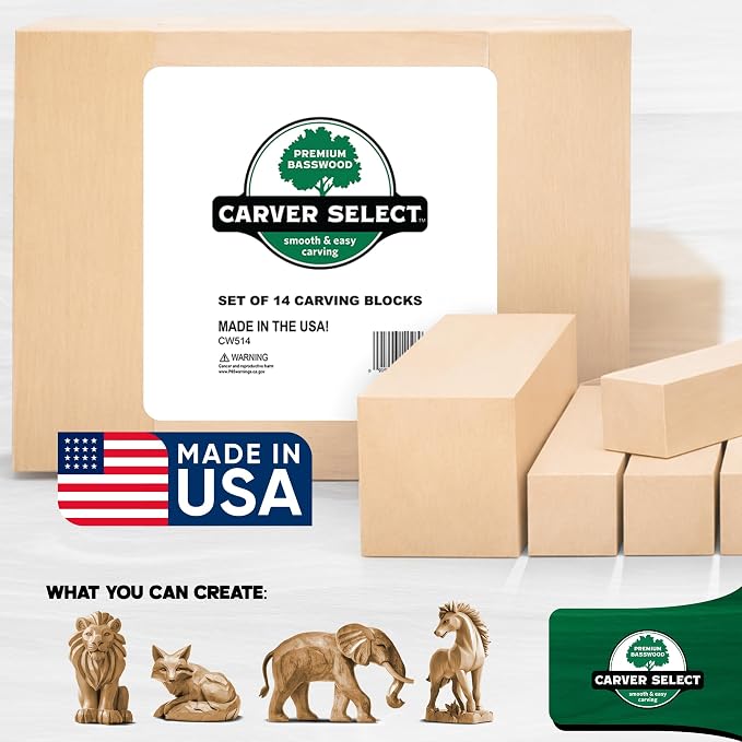 Basswood Carving Blocks Set of 14 – Wood Carving Kit - Image 2