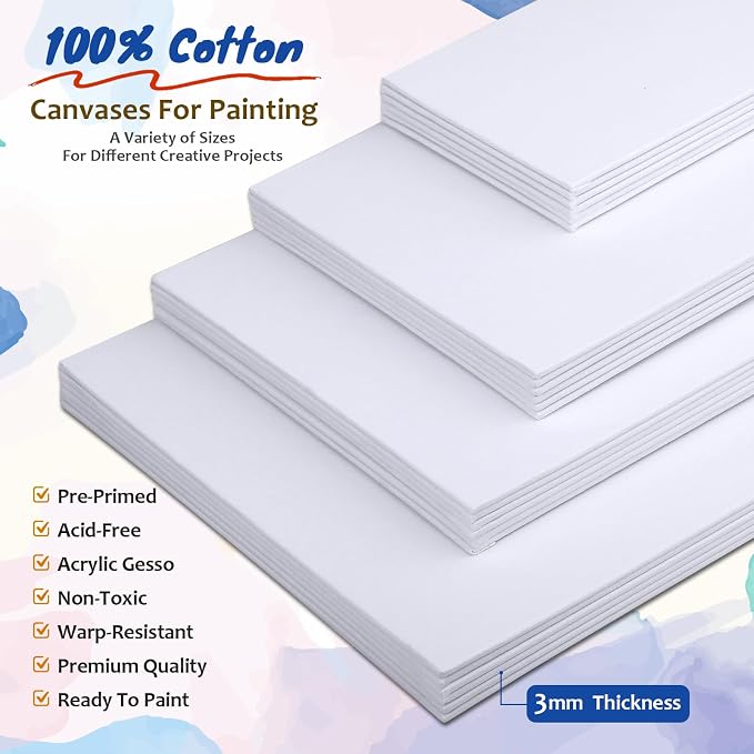 Halobios 24-Pack Canvas Boards for Painting, 6 of 5x7 8x10 9x12 11x14 Canvas - Image 3