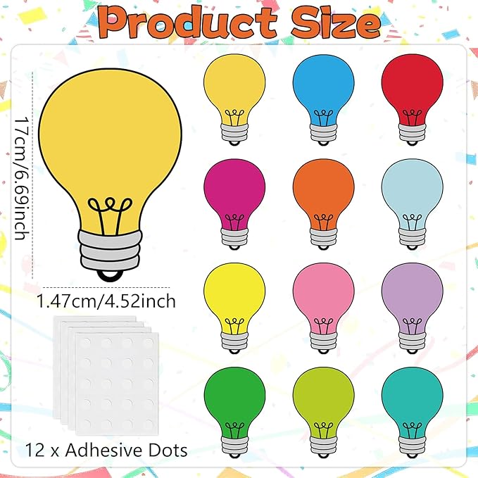 60PCS VBS 2026 Light Bulb Theme Cutouts Colorful Light Bulb Bulletin Board - Image 2