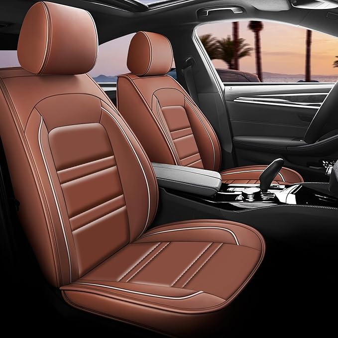 Seat Covers for Lincoln Navigator 1998-2025 | 5-Seats Leather Seat Covers, Easy to Install Automotive Seat Covers Full Set (Full Set, Coffee)