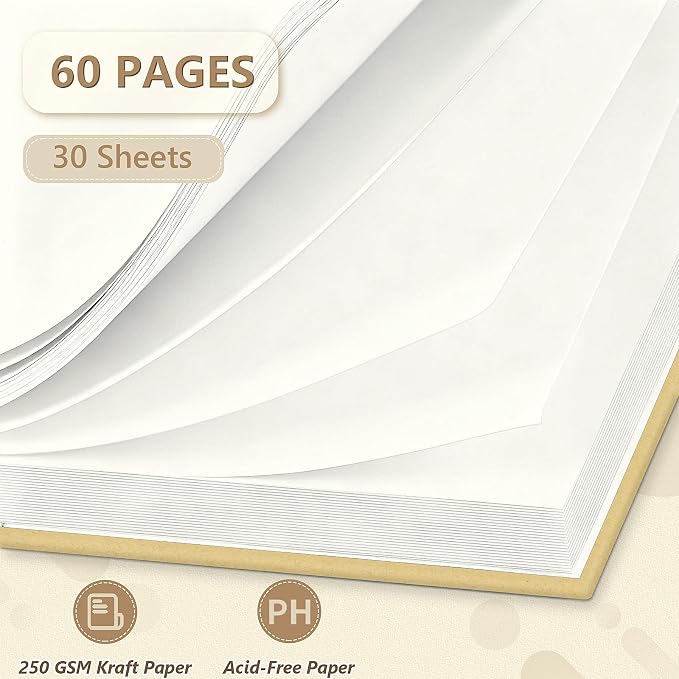 popotop 8x8 Inch Scrapbook Photo Album, 60 Page Decorative Kraft Paper Book - Image 4