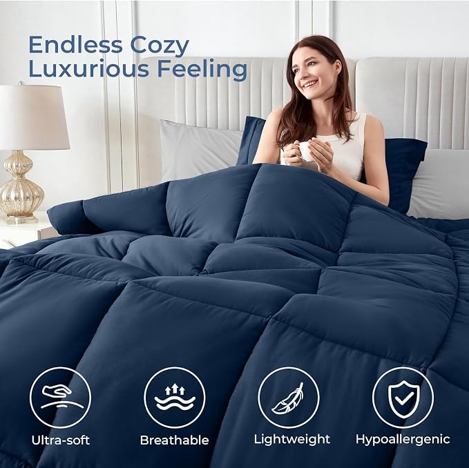 Sasttie Full Size Comforter Sets, 7 Pieces Bed in a Bag Full, Complete Bedding - Image 2