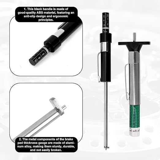 NQEUEPN Brake Pad Thickness Gauge Set, Tire Tread Depth Gauge & Valve Stem Caps - Image 3