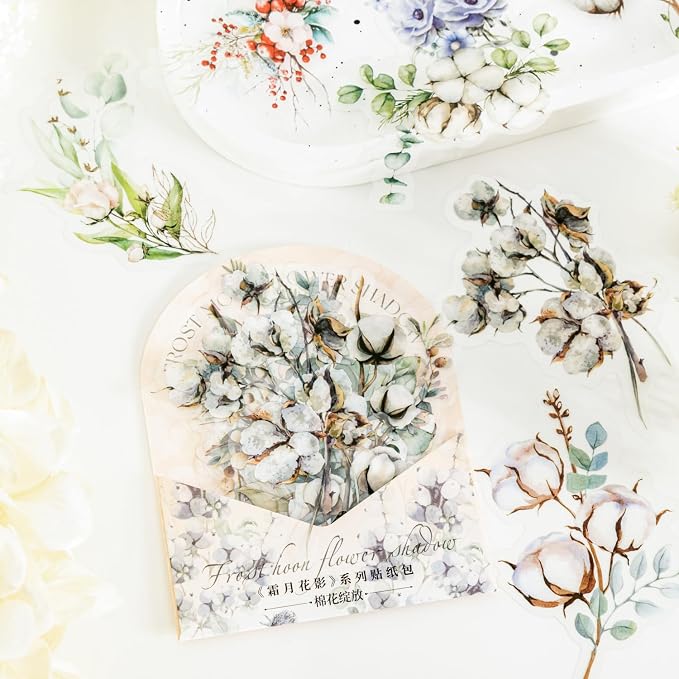 120 PCS Pastel Watercolor Nature Floral Botanical Stickers - Image 3
