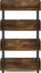 Furinno Turn-N-Tube 4-Tier Toolless Display Rack, Amber Pine/Black - Image 8