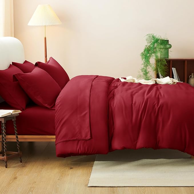 CozyLux Twin XL Comforter Set Dark Red, 5 Pieces Bed in a Bag Twin Extra Long - Image 6