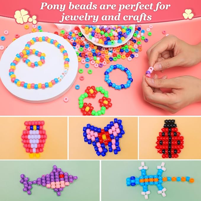 3000+ pcs Pony Beads, Beads for Hair Braids, Beads for Crafts, Plastic Beads - Image 3