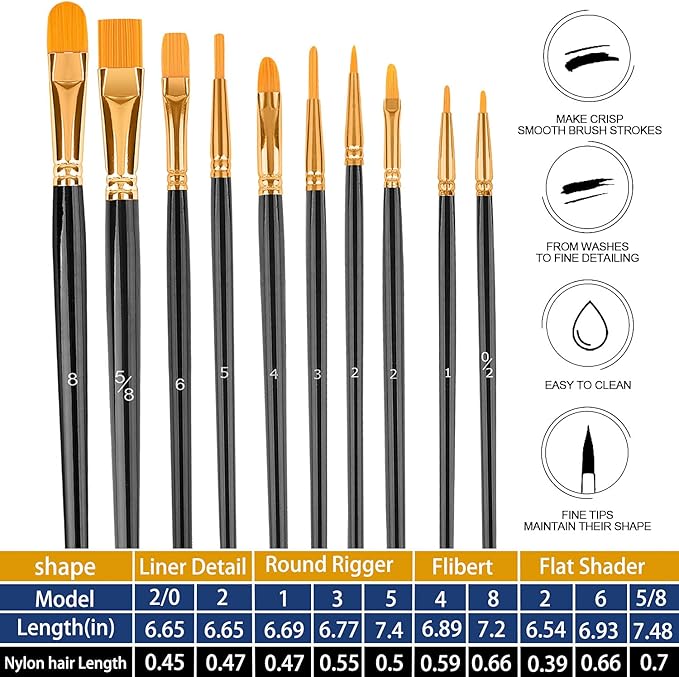Paint Brushes Set, Oil Watercolor Acrylic Paint Brush, Artist Paintbrushes - Image 7