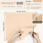 Beige Felt Fabric Sheets 18" x 18" 1.6mm Soft Craft Felt Squares | Soft Precut - Image 2