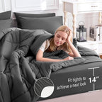 CozyLux Oversized King Comforter Sets Dark Grey, 7 Pieces Bed in a Bag - Image 5