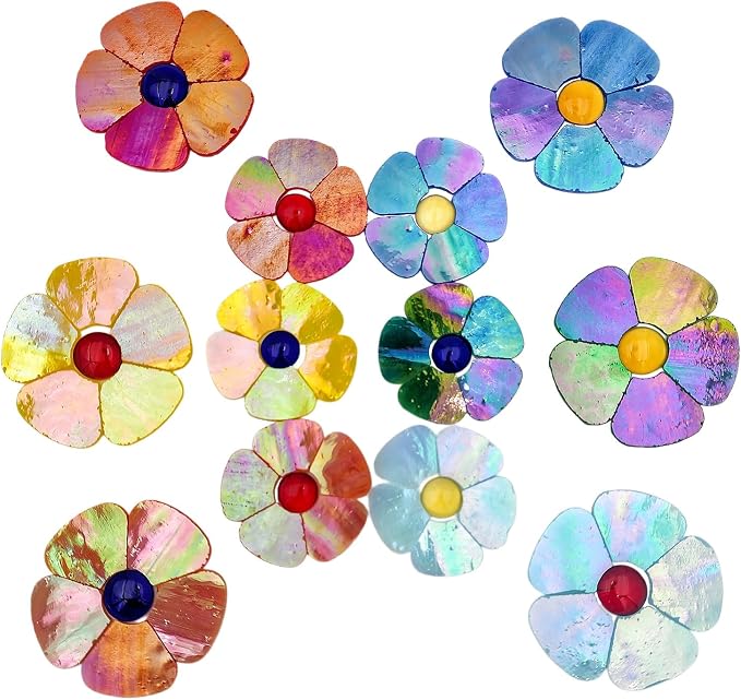 Esweny 12 Flower Stained Glass Mosaic Tiles by Esweny