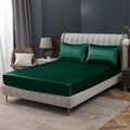 Homiest Blackish Green Satin Fitted Twin Size Bed Sheet, Deep Pocket, Luxury & by Homiest