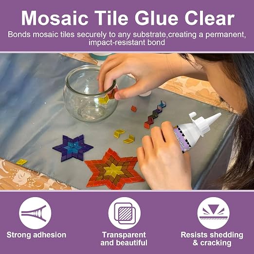1DFAUL 200g Mosaic Tile Glue Clear, Mosaic Adhesive, Strong Bond, Fast Dry | - Image 2