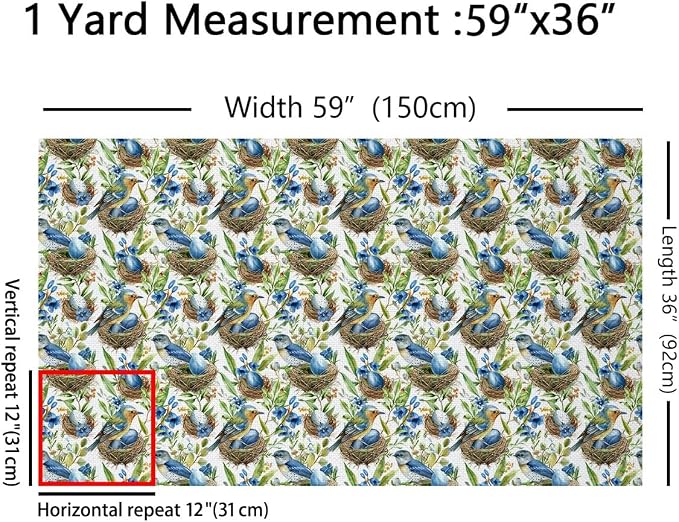 Exotic Birds Fabric by The Yard, Rustic Botanical Leaves Plants Flannel - Image 2