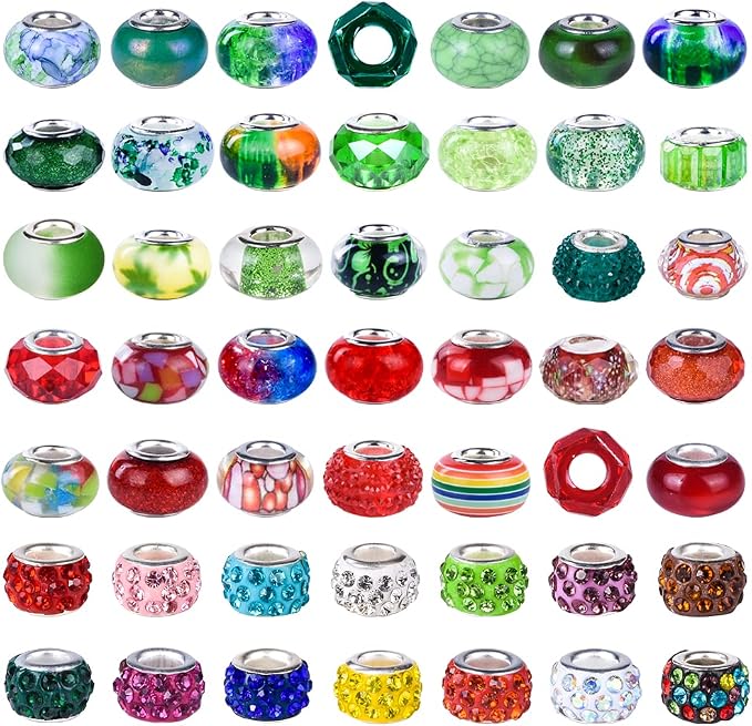 Aipridy Assortment European Large Hole Beads Spacer Beads Rhinestone Craft Beads - Image 3