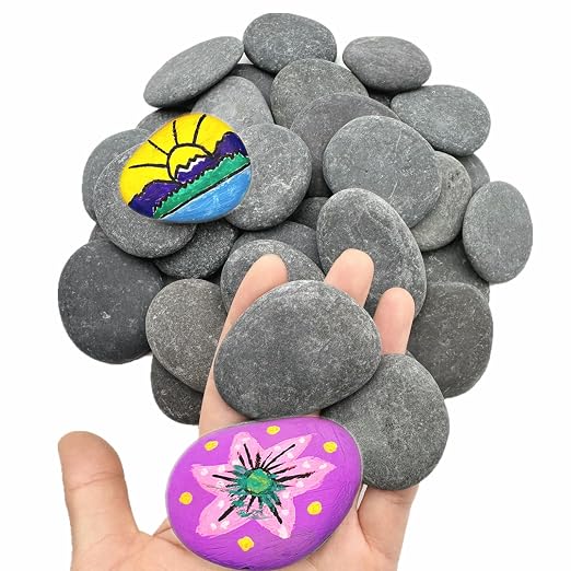 Lifetop 100 PCS Rocks Bulk for Painting, Natural River DIY Rock Flat & Smooth by lifetop