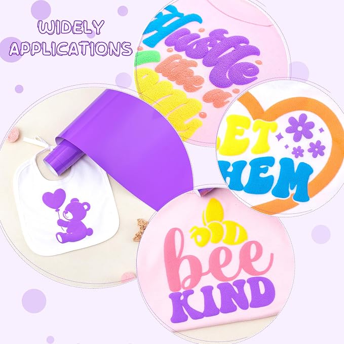 Tintnut Deep Lavender Neon Puff HTV Vinyl Roll, easy cut & weed, stretch - Image 4