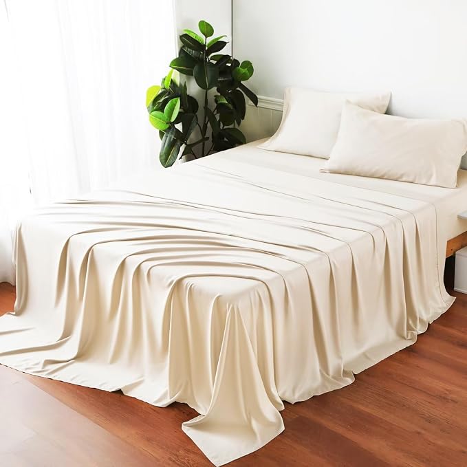 Bamboo Viscose Flat Sheets Only, 400 Thread Count Sateen Weave Cal King Size - Image 7
