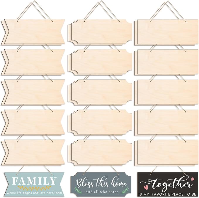 30 PCS Unfinished Wood Crafts Blanks Rectangle Hanging Wood Sign Plaque Wooden by BAPHILE