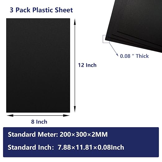 3 Pack Black Plastic Sheet 8x12x0.08 in Flexible High Tensile Plastic Sheets - Image 2