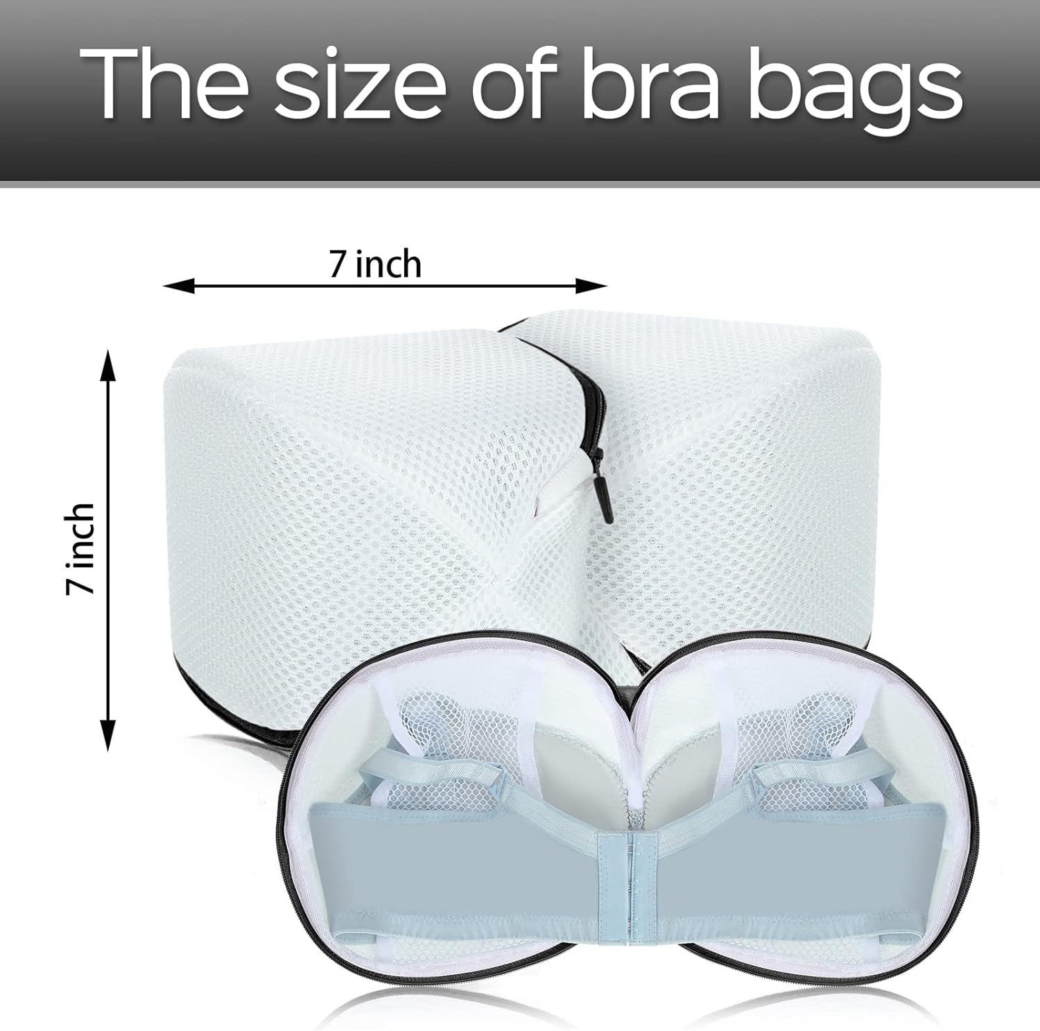 Shappy 6 Pieces Bra Washing Bag for Laundry Mesh Wash Lingerie Underwear Brassiere Washing Bags with Zipper for Women Laundry Storage(7.87 Inch,Black)