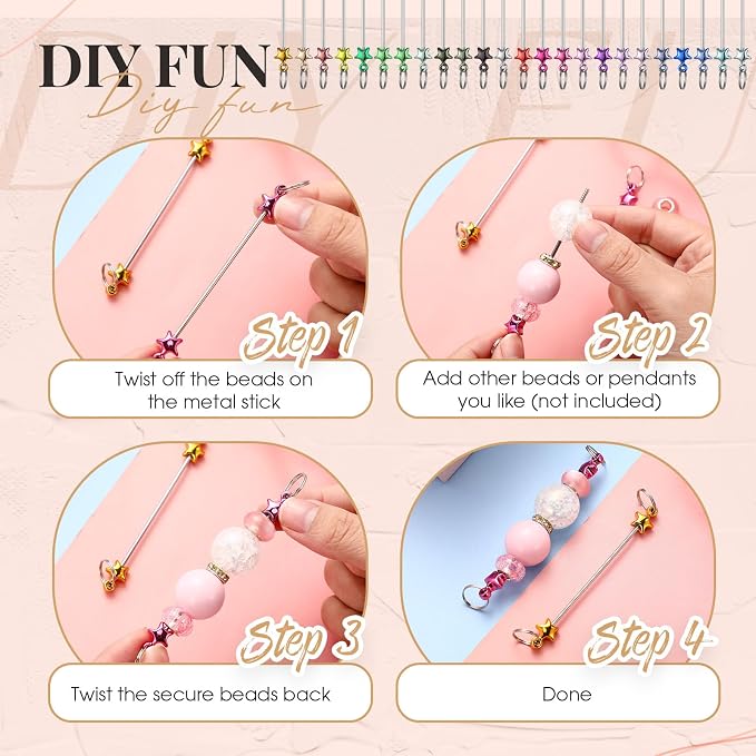 Tondiamo 24 Pcs Beadable Keychain Bars Bulk Blank DIY Metal Beaded Keychain - Image 5