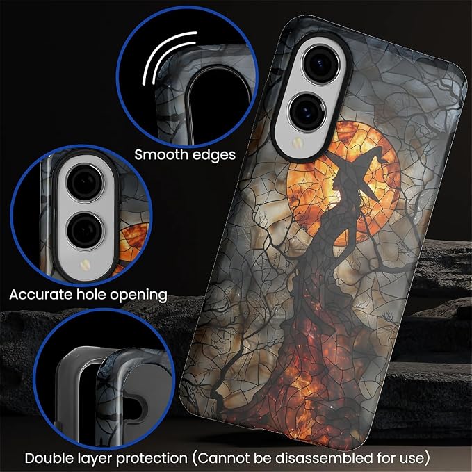 Case for Samsung Galaxy S25 Edge Case, Halloween Witch Moon Stained Glass - Image 5
