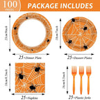 100 Pcs Spiderweb Party Plates and Napkins - Image 2