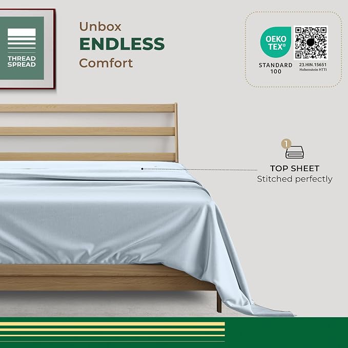 THREAD SPREAD 100% Organic Cotton Percale Flat Sheet Twin Size - Image 3