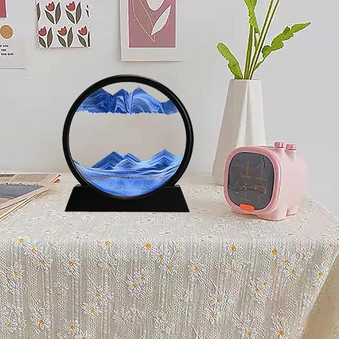 rysnwsu 3D Dynamic Sand Art Liquid Motion, Moving Sand Art Picture Round Glass - Image 4
