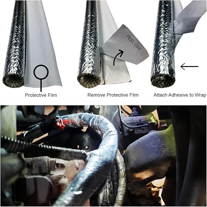13mm - 1/2" Self Closed Aluminized Sleeve Heat Shield Protection Side Entry - Image 2