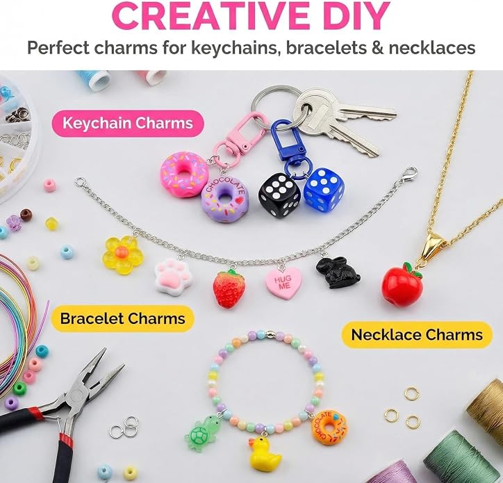 Keychain Charms Bulk 30pcs mixed Cute 3D Charms - Image 4